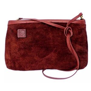 Anne Klein Leather Purse Handbag Clutch Burgandy Convertible Crossbody Shoulder